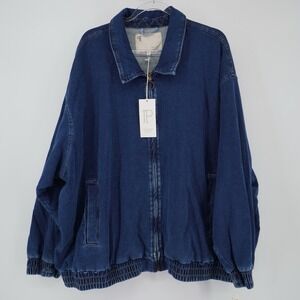 Pilcro Anthropologie The Rylie Bomber Jacket Denim Knit utility 3X Plus NEW